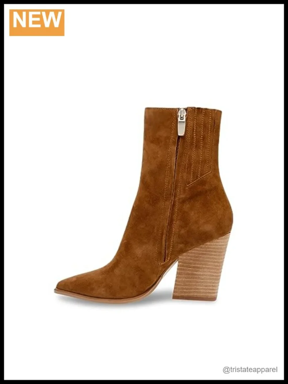 Steve Madden Rickki Ankle Boots Pointed Toe Cuban Heel Leather Zip